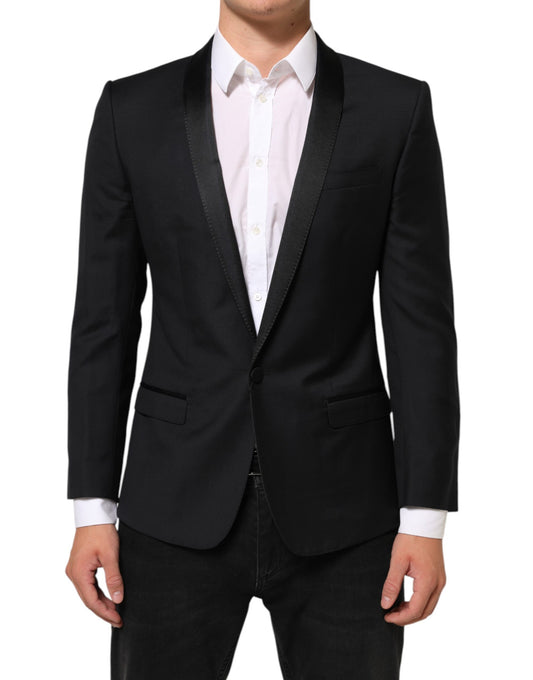 This Blazer by Dolce & Gabbana for men in virgin wool polyester viscose & silk black & gold presents a tailored silhouette, meticulously tailored with a tailored lapel shawl-collar neckline and distinctive for a tailored finish.