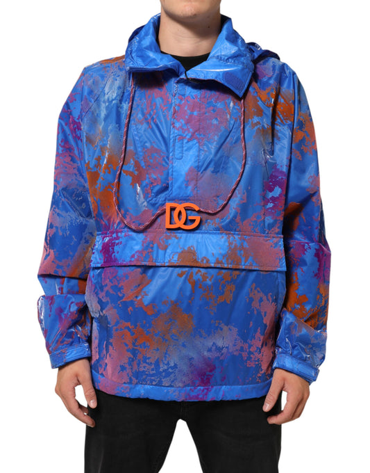 Sweatshirt Hoodie by Dolce & Gabbana for men in cotton polyester blue, patterned & tie-dye showcases a city-ready silhouette, artfully detailed with a signature hooded neckline and for a city-ready finish.