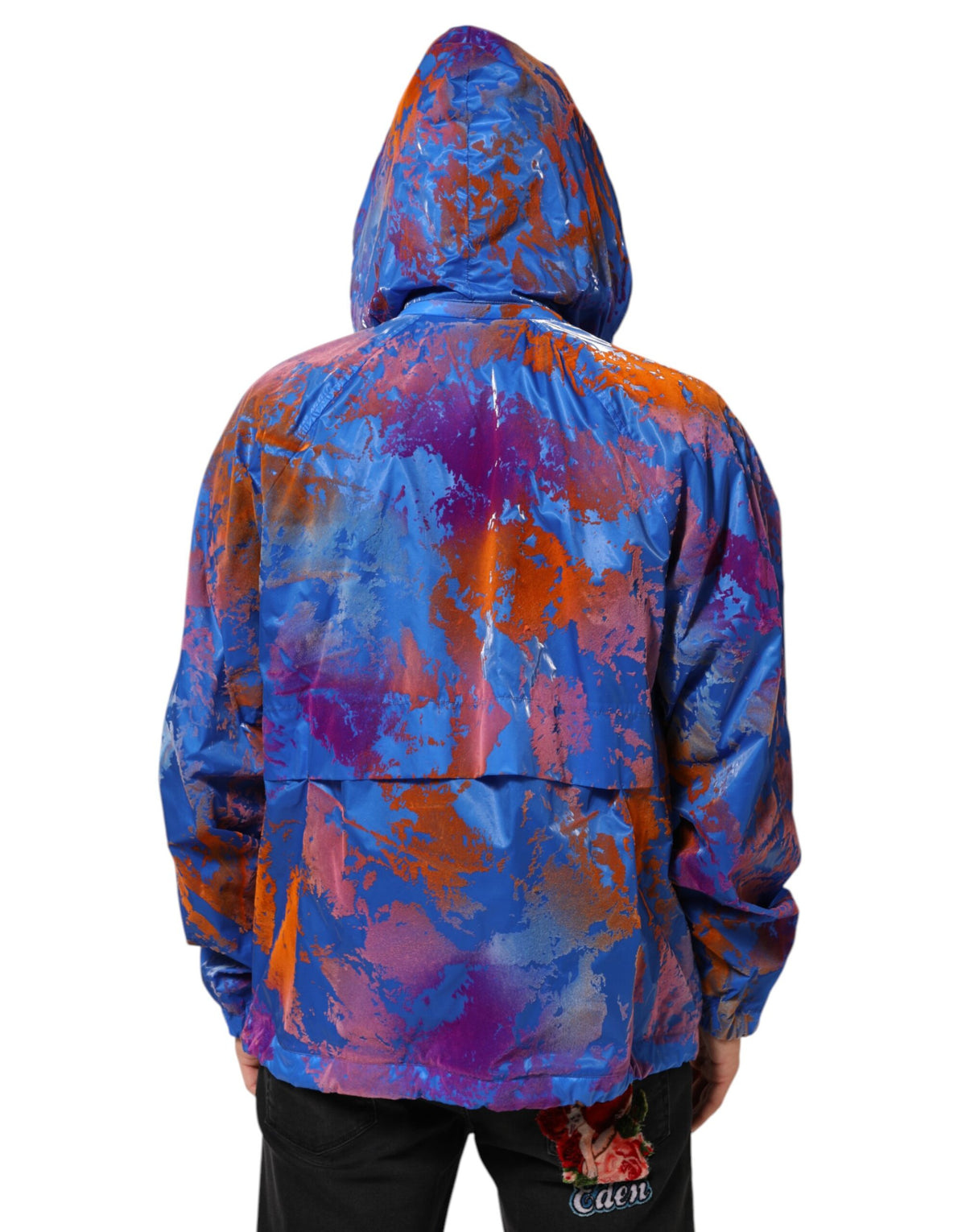Dolce & Gabbana Men's Relaxed Fit Regular Cotton Polyester Sweatshirt Hoodie - Blue Patterned Tie Dye