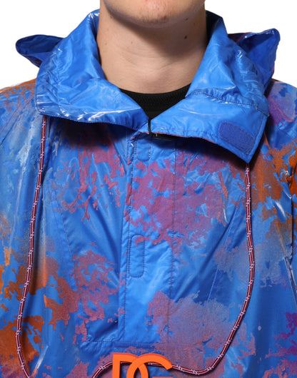 Dolce & Gabbana Men's Relaxed Fit Regular Cotton Polyester Sweatshirt Hoodie - Blue Patterned Tie Dye