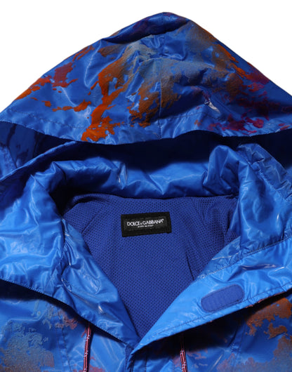 Dolce & Gabbana Men's Relaxed Fit Regular Cotton Polyester Sweatshirt Hoodie - Blue Patterned Tie Dye