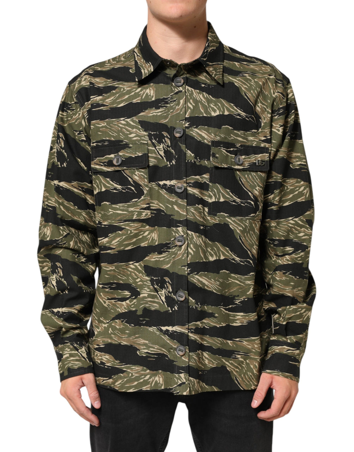 Dolce & Gabbana Men's Relaxed Fit Regular Long-Sleeve Cotton & Polyester Dress Shirt - Multicolor Camouflage Print