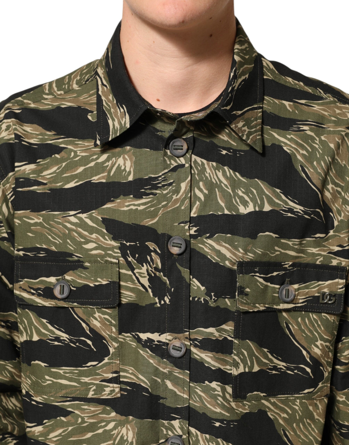 Dolce & Gabbana Men's Relaxed Fit Regular Long-Sleeve Cotton & Polyester Dress Shirt - Multicolor Camouflage Print