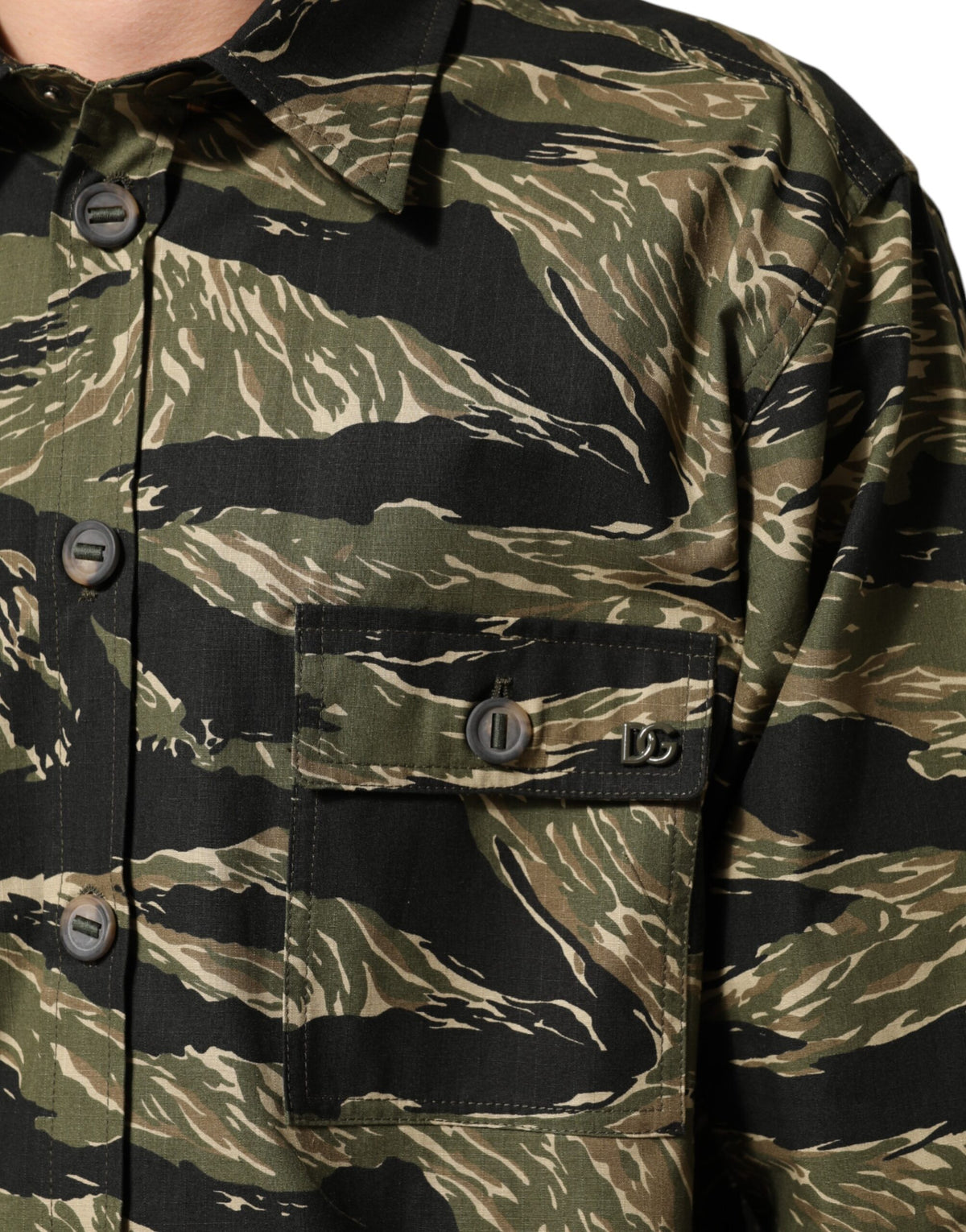 Dolce & Gabbana Men's Relaxed Fit Regular Long-Sleeve Cotton & Polyester Dress Shirt - Multicolor Camouflage Print