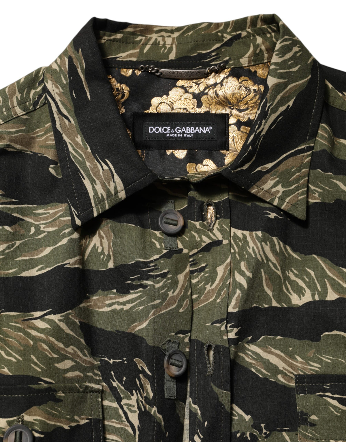 Dolce & Gabbana Men's Relaxed Fit Regular Long-Sleeve Cotton & Polyester Dress Shirt - Multicolor Camouflage Print