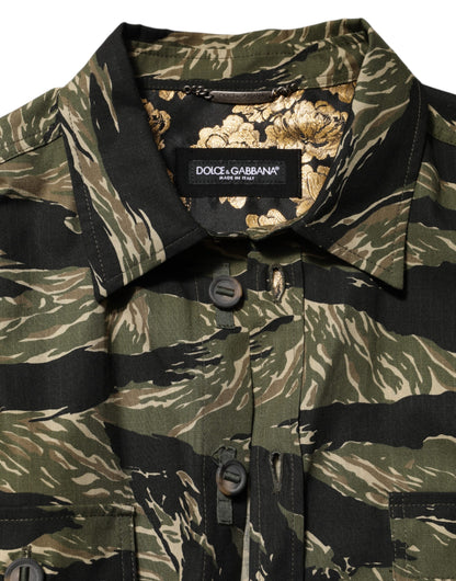 Dolce & Gabbana Men's Relaxed Fit Regular Long-Sleeve Cotton & Polyester Dress Shirt - Multicolor Camouflage Print