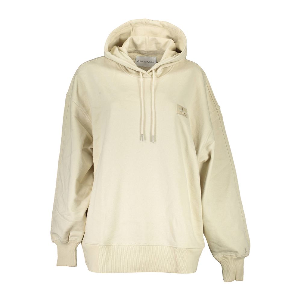 Hooded Sweatshirt Hoodie by Calvin Klein for women in cotton beige showcases a city-ready silhouette, artfully detailed with a signature hooded neckline and long-sleeve for a city-ready finish.