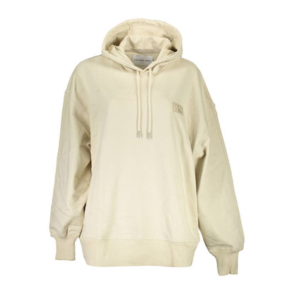 Hooded Sweatshirt Hoodie by Calvin Klein for women in cotton beige showcases a city-ready silhouette, artfully detailed with a signature hooded neckline and long-sleeve for a city-ready finish.