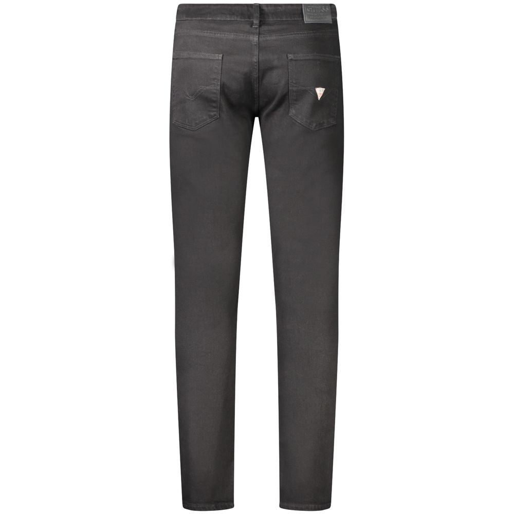 Jeans by Guess Jeans for men in denim cotton black features an sartorial skinny and long with a cut for a sartorial finish.