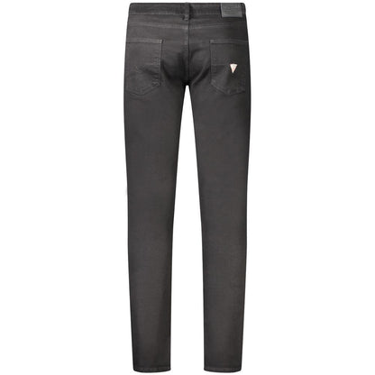 Jeans by Guess Jeans for men in denim cotton black features an sartorial skinny and long with a cut for a sartorial finish.