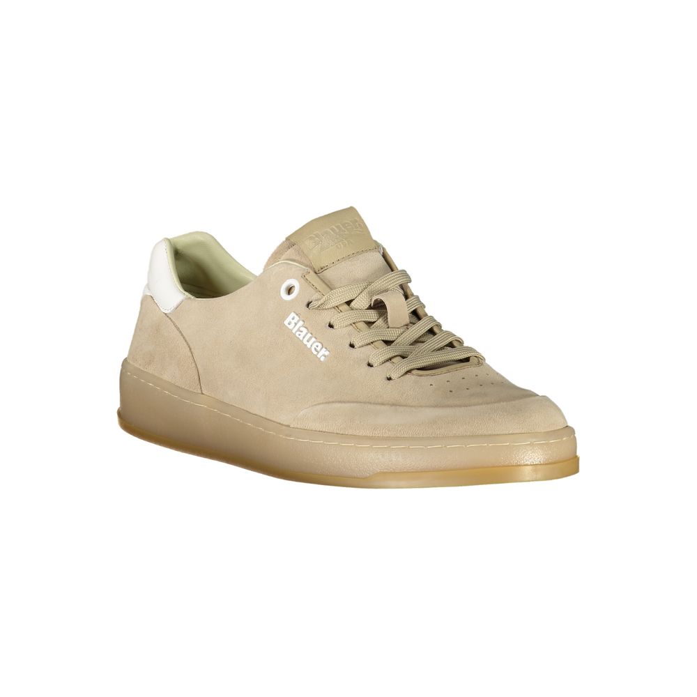 Sneakers by Blauer for men in polyester beige & print features an sumptuous design from the Men's Low-Top Polyester Sneakers collection, highlighting a sumptuous low-top style for a premium, high-fashion look.