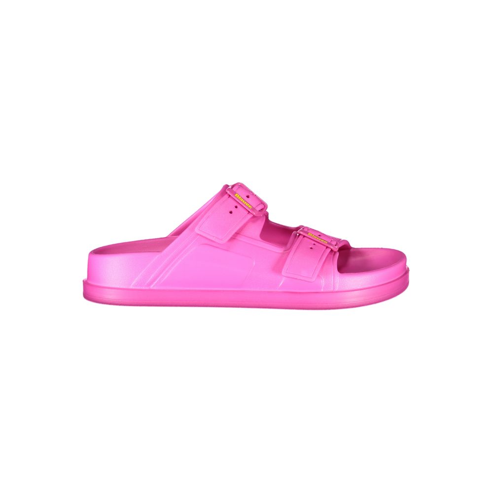 Flat Sandals by Blauer for women in polyethylene and pink & print presents a sculptural silhouette, showcasing the signature style of the Women's Polyethylene Flat Sandals with a sculptural flat and sculptural .