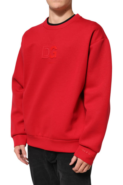 Dolce & Gabbana Men's Relaxed Fit Regular Crew Neck Nylon Cotton Sweatshirt - Red Signature