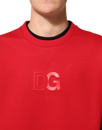 Dolce & Gabbana Men's Relaxed Fit Regular Crew Neck Nylon Cotton Sweatshirt - Red Signature