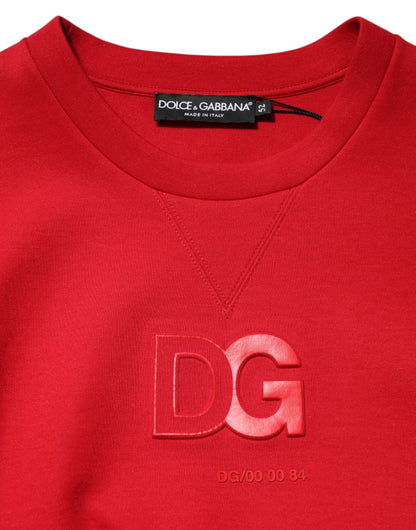 Dolce & Gabbana Men's Relaxed Fit Regular Crew Neck Nylon Cotton Sweatshirt - Red Signature