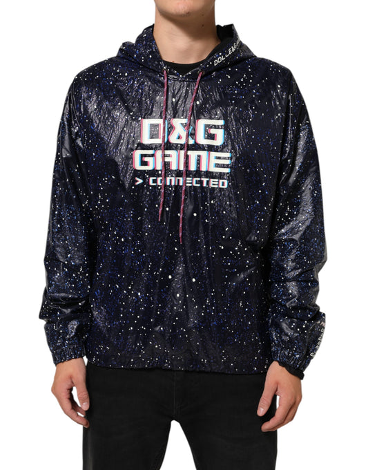 Sweatshirt Hoodie by Dolce & Gabbana for men in polyamide cotton blue showcases a city-ready silhouette, artfully detailed with a signature hooded neckline and long-sleeve for a city-ready finish.