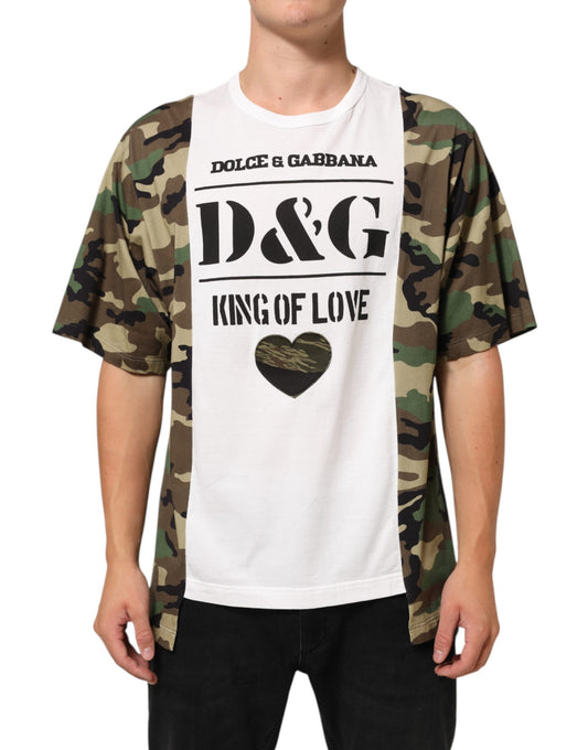 T-Shirt by Dolce & Gabbana for men in cotton white, camouflage & print features a plush silhouette, showcasing a sophisticated crew neckline and short-sleeve for a truly plush finish.