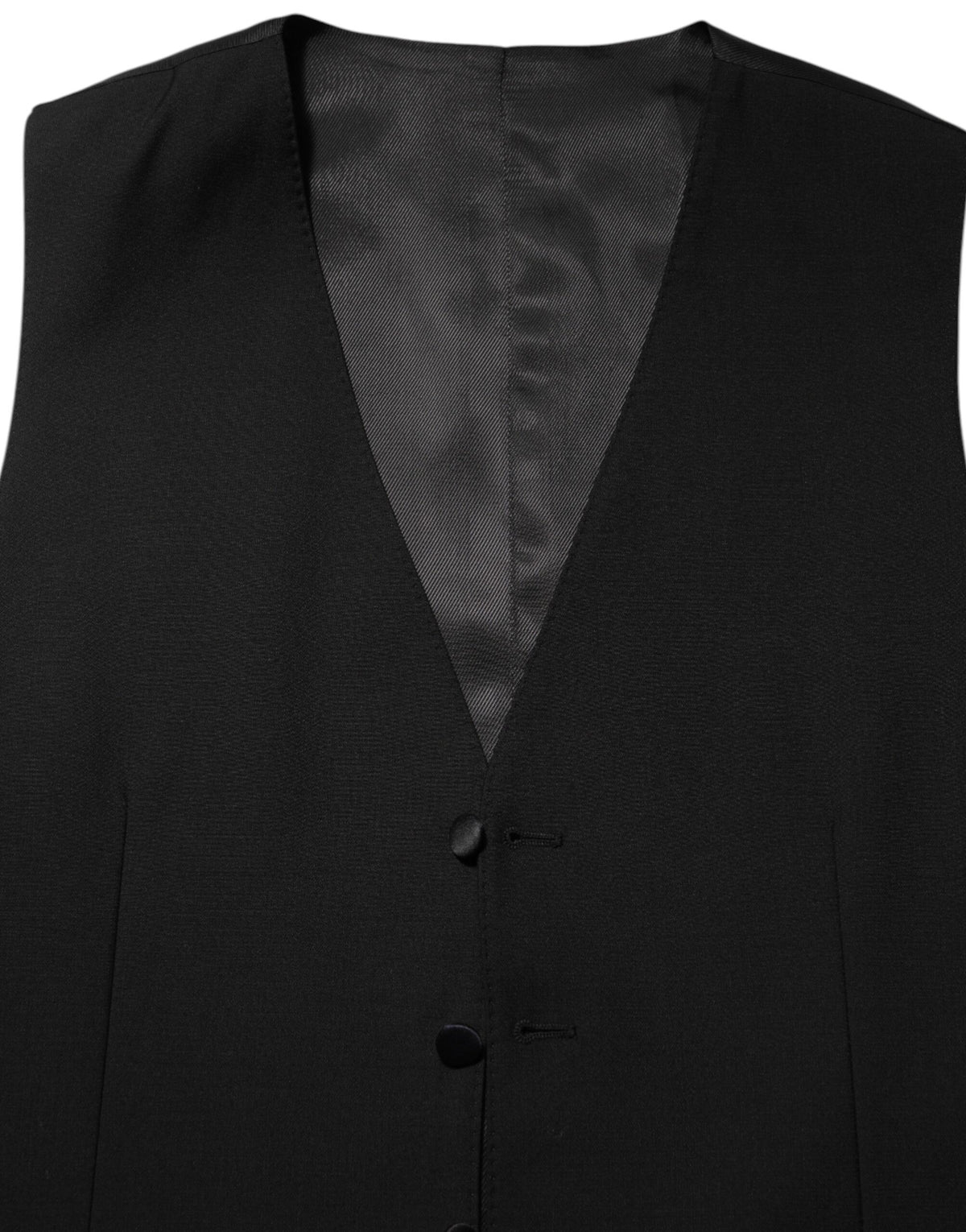 Dolce & Gabbana Men's V Neck Virgin Wool Viscose Silk & Polyester Vest - Black