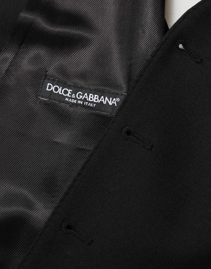 Dolce & Gabbana Men's V Neck Virgin Wool Viscose Silk & Polyester Vest - Black