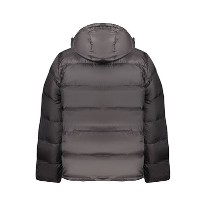 Hooded Windbreaker Jacket by Calvin Klein for men in nylon black & print showcases a modern silhouette, integrating pockets, hooded & windproof and a modern for a sophisticated finish.