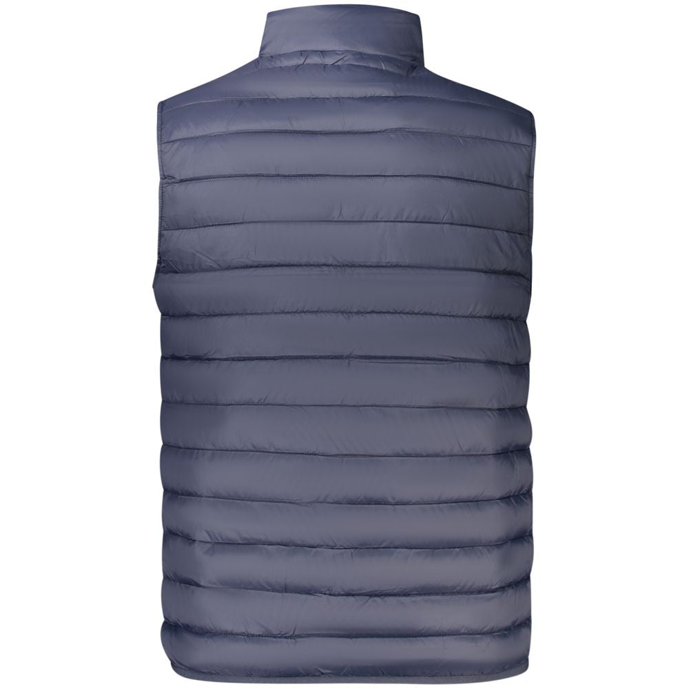 Vest by Cavalli Class for men in polyester blue showcases a utilitarian silhouette, artfully incorporating pockets and a utilitarian for a truly utilitarian finish.