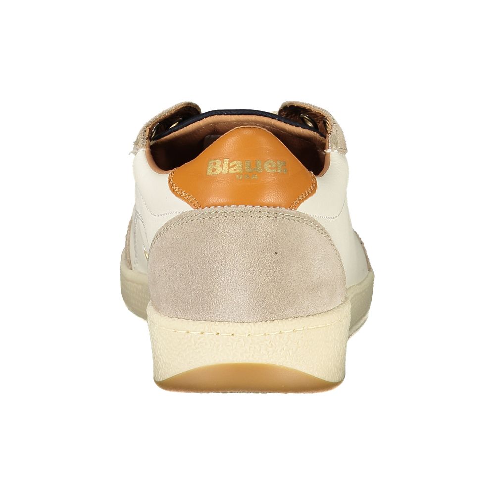 Sneakers by Blauer for men in polyester polyethylene leather white features an opulent silhouette from the Men's Fashion Polyester Polyethylene Leather Sneakers collection, showcasing a signature fashion style with an opulent finish.