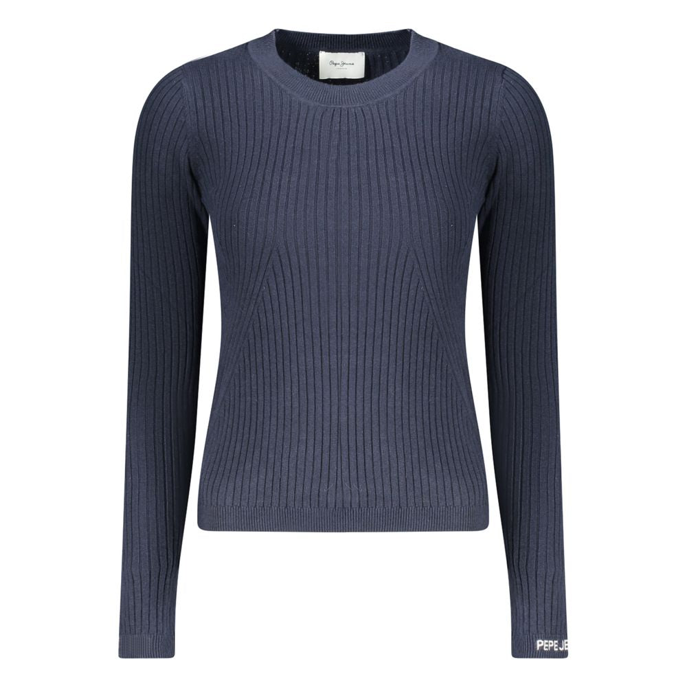 Sweatshirt by Pepe Jeans for women in viscose cotton blue & signature features an provocated silhouette, detailed with a provocated and a refined crew neckline for a sophisticated aesthetic.