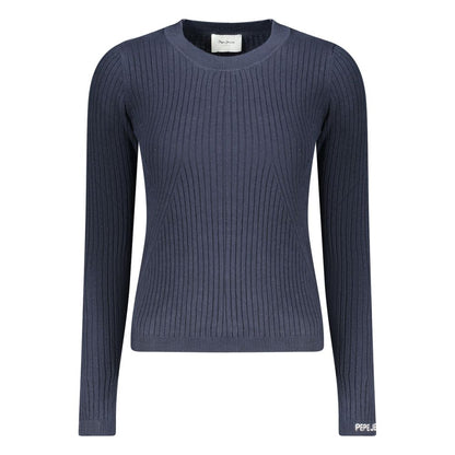 Sweatshirt by Pepe Jeans for women in viscose cotton blue & signature features an provocated silhouette, detailed with a provocated and a refined crew neckline for a sophisticated aesthetic.