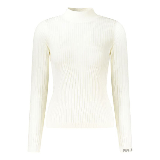 Sweatshirt by Pepe Jeans for women in viscose cotton white showcases a slouchy chic silhouette, artfully detailed with a slouchy chic high-neck neckline and long-sleeve for a slouchy chic finish.
