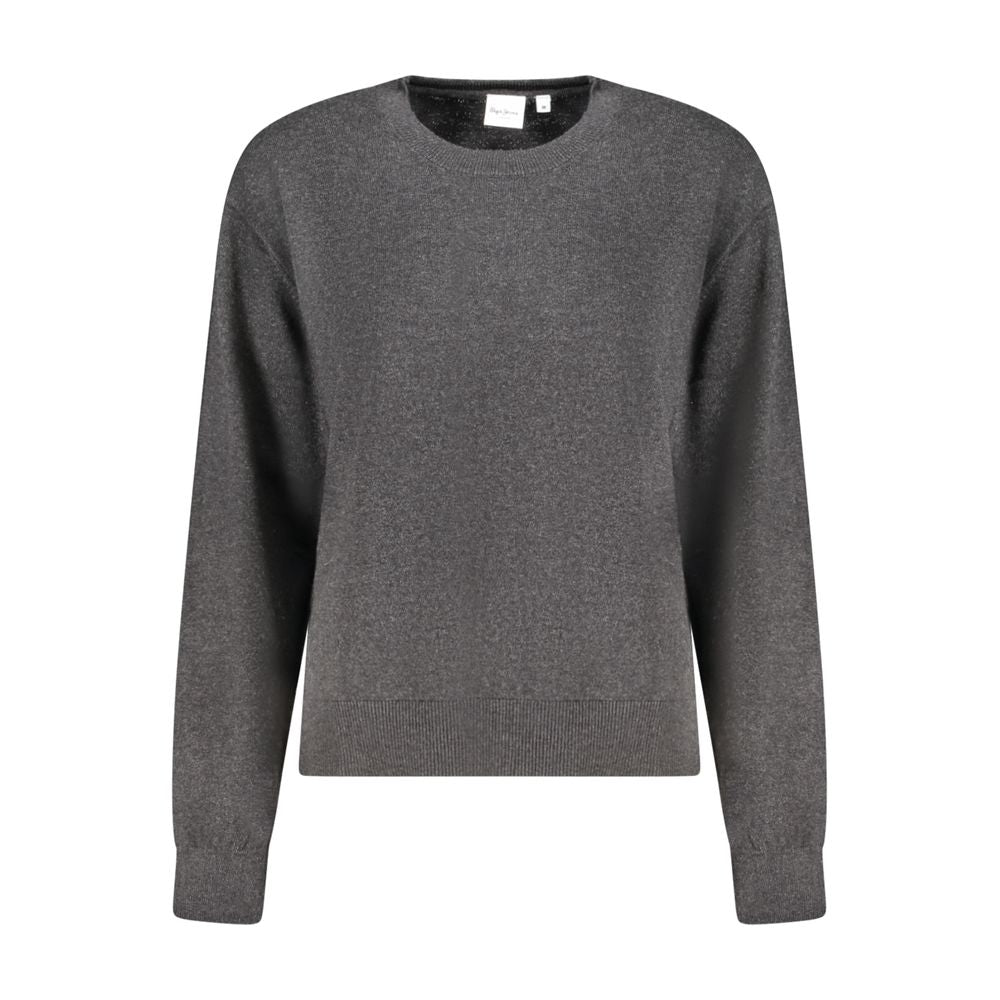Sweatshirt by Pepe Jeans for women in cashmere cotton blend black showcases a slouchy chic silhouette, artfully detailed with a slouchy chic crew neckline and for a slouchy chic finish.