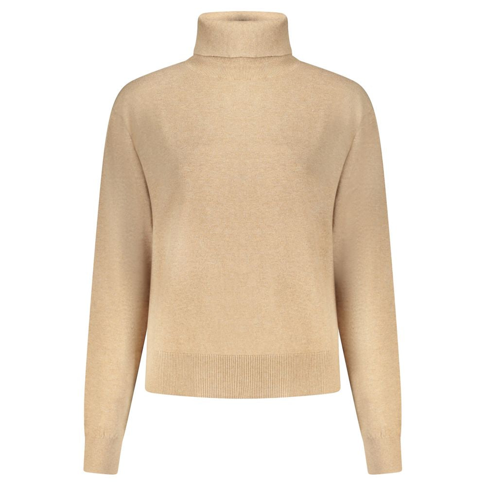 Sweater by Pepe Jeans for women in cashmere cotton blend beige showcases a downtown chic silhouette, artfully finished with a downtown chic turtle neckline and for a sophisticated, high-end look.