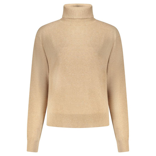 Sweater by Pepe Jeans for women in cashmere cotton blend beige showcases a downtown chic silhouette, artfully finished with a downtown chic turtle neckline and for a sophisticated, high-end look.