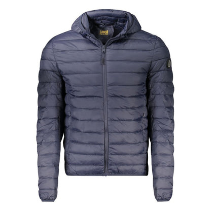 Hooded Windbreaker Jacket by Cavalli Class for men in polyester blue features an enduring silhouette, showcasing technical pockets, hooded & windproof and a sophisticated hooded neckline for a truly enduring aesthetic.