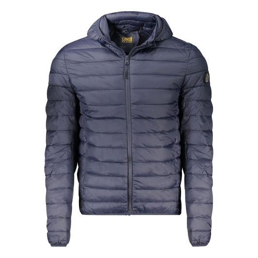 Hooded Windbreaker Jacket by Cavalli Class for men in polyester blue features an enduring silhouette, showcasing technical pockets, hooded & windproof and a sophisticated hooded neckline for a truly enduring aesthetic.