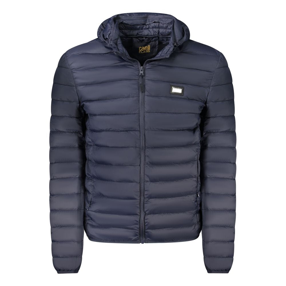 Hooded Vest by Cavalli Class for men in polyester blue features a chic silhouette, expertly detailed with a refined hooded neckline and premium lightweight, pockets & hooded for a truly chic look.