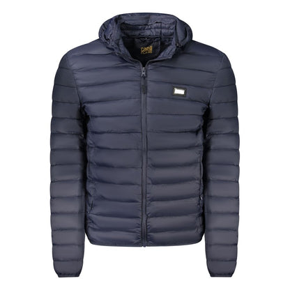 Hooded Vest by Cavalli Class for men in polyester blue features a chic silhouette, expertly detailed with a refined hooded neckline and premium lightweight, pockets & hooded for a truly chic look.