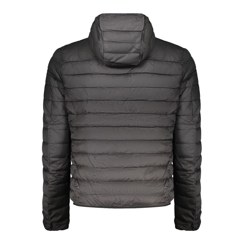 Hooded Windbreaker Jacket by Cavalli Class for men in polyester black features an enduring silhouette, showcasing technical pockets, hooded & windproof and a sophisticated hooded neckline for a truly enduring aesthetic.