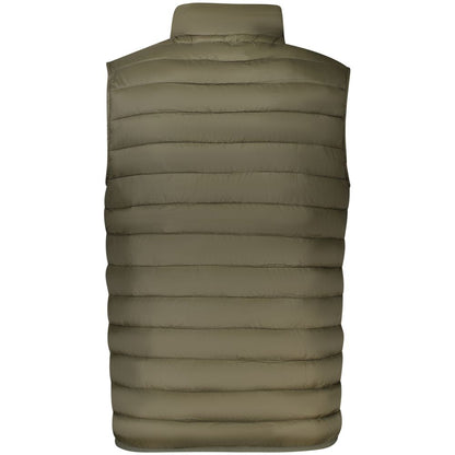 Vest by Cavalli Class for men in polyester green showcases a dynamic silhouette, perfectly balancing pockets with a dynamic for a sophisticated, high-fashion look.
