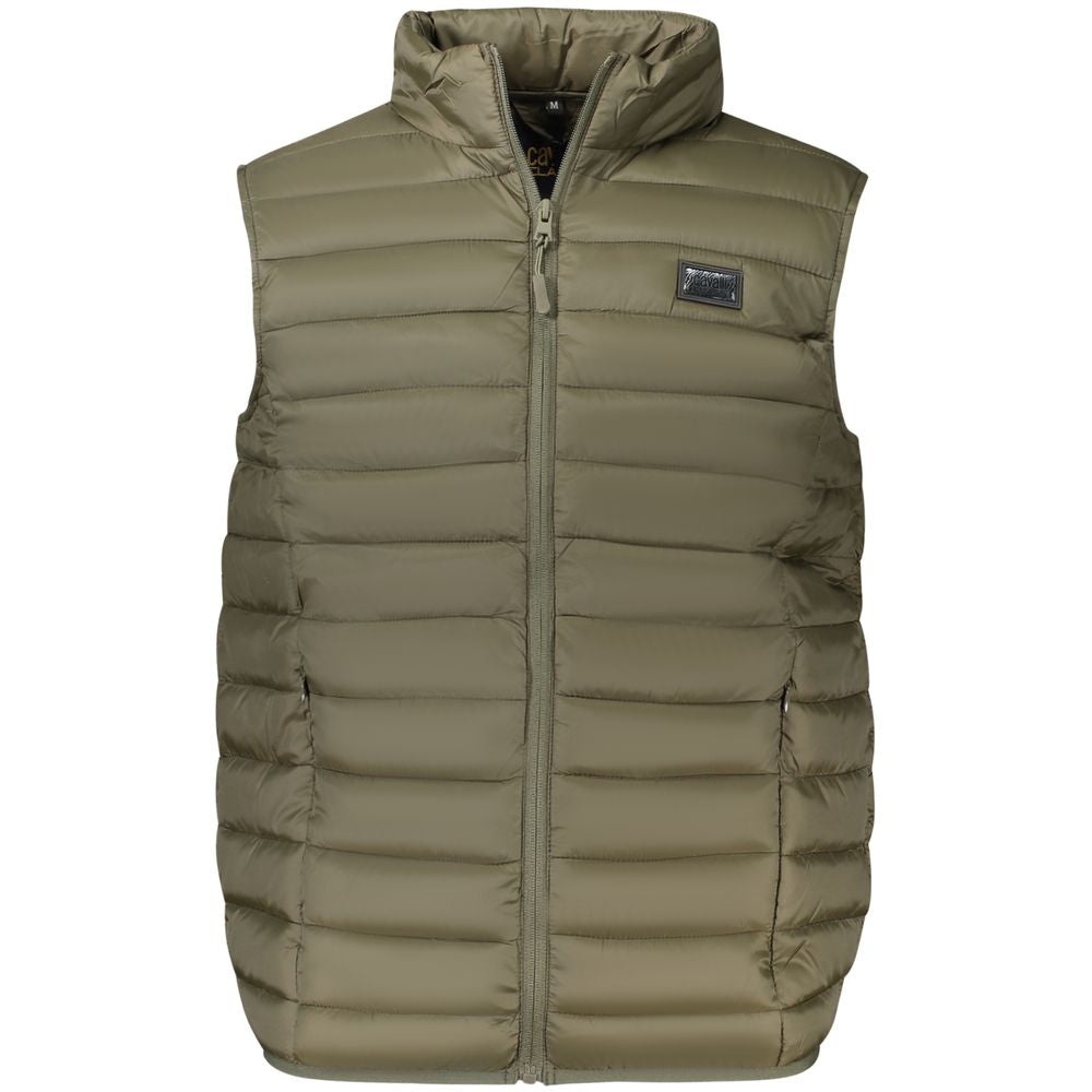 Vest by Cavalli Class for men in polyester green & signature features a chic silhouette, expertly detailed with a refined and premium pockets for a truly chic look.