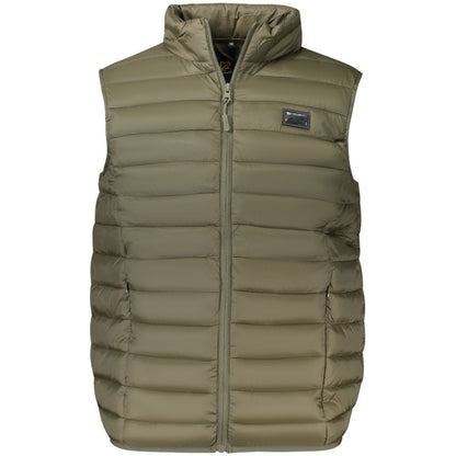 Vest by Cavalli Class for men in polyester green & signature features a chic silhouette, expertly detailed with a refined and premium pockets for a truly chic look.
