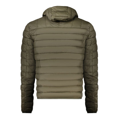Hooded Windbreaker Jacket by Cavalli Class for men in polyester green showcases a modern silhouette, integrating pockets, hooded & windproof and a modern for a sophisticated finish.