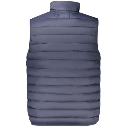 Vest by Cavalli Class for men in polyester blue showcases a dynamic silhouette, perfectly balancing lightweight & pockets with a dynamic for a sophisticated, high-fashion look.