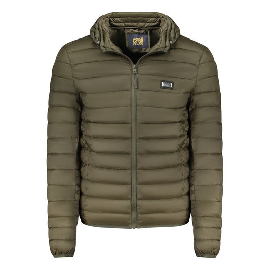 Hooded Windbreaker Jacket by Cavalli Class for men in polyester green features an stylish silhouette, showcasing a sophisticated hooded neckline and performance-driven pockets, hooded & windproof for a premium, stylish look.