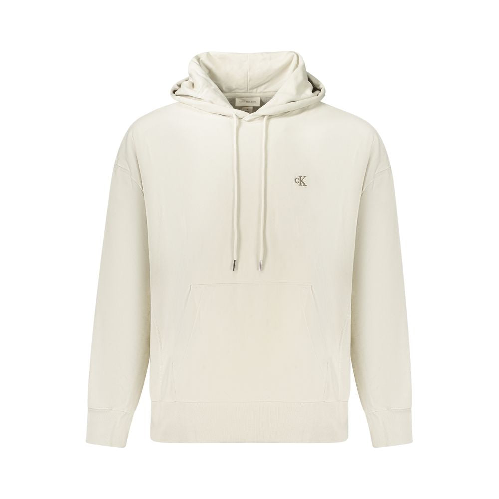 Hooded Sweatshirt Hoodie by Calvin Klein for men in cotton polyester beige features an avant-garde silhouette, showcasing a sophisticated hooded neckline and detail for a truly avant-garde finish.