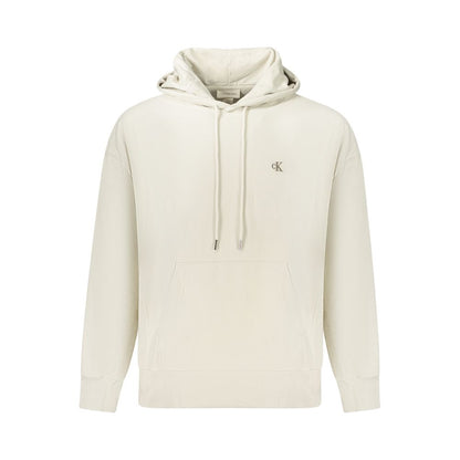 Hooded Sweatshirt Hoodie by Calvin Klein for men in cotton polyester beige features an avant-garde silhouette, showcasing a sophisticated hooded neckline and detail for a truly avant-garde finish.