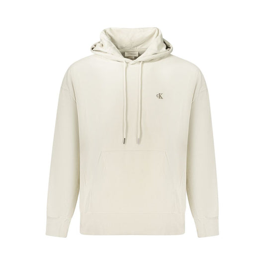 Hooded Sweatshirt Hoodie by Calvin Klein for men in cotton polyester beige features an avant-garde silhouette, showcasing a sophisticated hooded neckline and detail for a truly avant-garde finish.