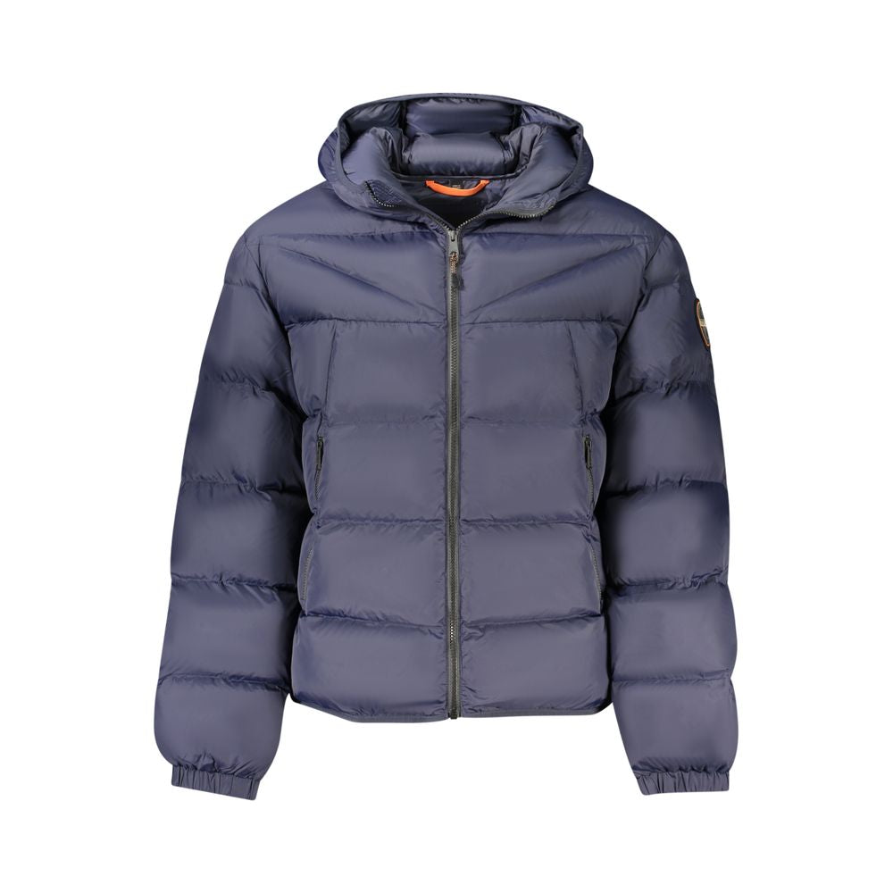 Hooded Overcoat by Napapijri for men in polyamide blue features an voluminous silhouette, showcasing distinct pockets & hooded and a voluminous hooded neckline for a truly voluminous aesthetic.