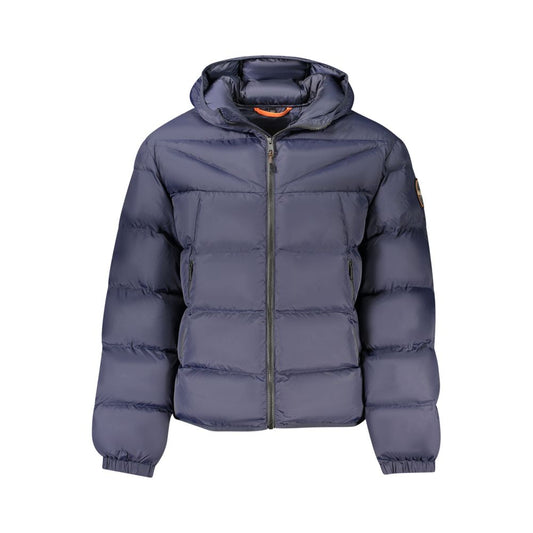 Hooded Overcoat by Napapijri for men in polyamide blue features an voluminous silhouette, showcasing distinct pockets & hooded and a voluminous hooded neckline for a truly voluminous aesthetic.