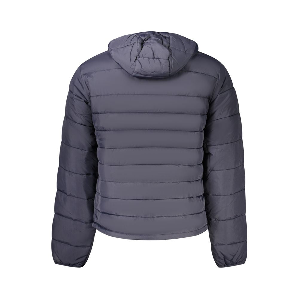 Hooded Windbreaker Jacket by Napapijri for men in polyamide blue & print presents a resilient silhouette, artfully detailed with a sophisticated hooded neckline and functional pockets, hooded & windproof for a resilient finish.