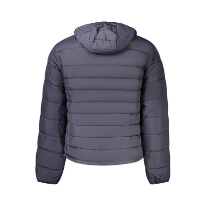 Hooded Windbreaker Jacket by Napapijri for men in polyamide blue & print presents a resilient silhouette, artfully detailed with a sophisticated hooded neckline and functional pockets, hooded & windproof for a resilient finish.